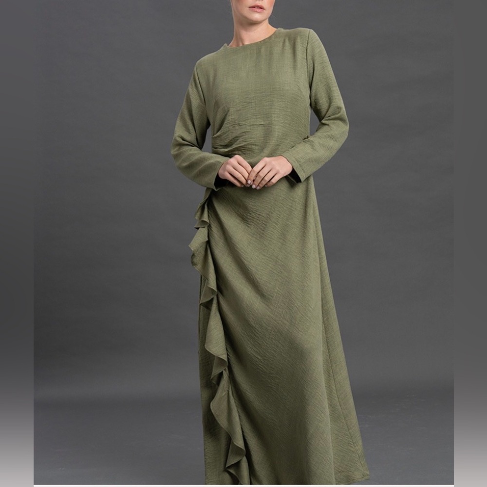Elegant Olive Green Maxi Dress by Zaila Collection